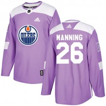 Youth Adidas Edmonton Oilers Brandon Manning Purple Fights Cancer Practice Jersey - Authentic
