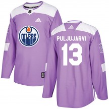 Youth Adidas Edmonton Oilers Jesse Puljujarvi Purple Fights Cancer Practice Jersey - Authentic