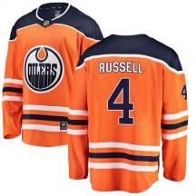 Youth Fanatics Branded Edmonton Oilers Kris Russell Orange r Home Breakaway Jersey - Authentic