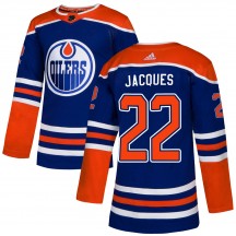 Men's Adidas Edmonton Oilers Jean-Francois Jacques Royal Alternate Jersey - Authentic