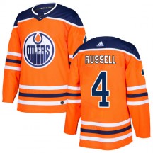 Men's Adidas Edmonton Oilers Kris Russell Orange r Home Jersey - Authentic