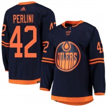 Men's Adidas Edmonton Oilers Brendan Perlini Navy Alternate Primegreen Pro Jersey - Authentic