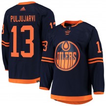 Men's Adidas Edmonton Oilers Jesse Puljujarvi Navy Alternate Primegreen Pro Jersey - Authentic