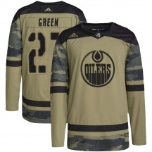 Men's Adidas Edmonton Oilers Mike Green Green Camo Military Appreciation Practice Jersey - Authentic