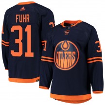 Youth Adidas Edmonton Oilers Grant Fuhr Navy Alternate Primegreen Pro Jersey - Authentic