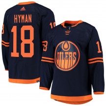Youth Adidas Edmonton Oilers Zach Hyman Navy Alternate Primegreen Pro Jersey - Authentic