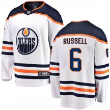Youth Fanatics Branded Edmonton Oilers Kris Russell White Away Jersey - Breakaway