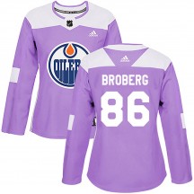 Women's Adidas Edmonton Oilers Philip Broberg Purple Fights Cancer Practice Jersey - Authentic