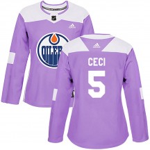 Women's Adidas Edmonton Oilers Cody Ceci Purple Fights Cancer Practice Jersey - Authentic