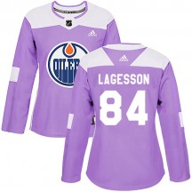 Women's Adidas Edmonton Oilers William Lagesson Purple Fights Cancer Practice Jersey - Authentic