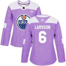 Women's Adidas Edmonton Oilers Adam Larsson Purple Fights Cancer Practice Jersey - Authentic
