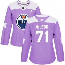 Women's Adidas Edmonton Oilers Ryan McLeod Purple Fights Cancer Practice Jersey - Authentic