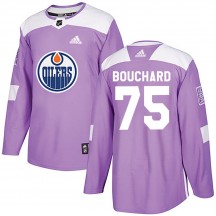 Men's Adidas Edmonton Oilers Evan Bouchard Purple ized Fights Cancer Practice Jersey - Authentic