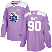 Men's Adidas Edmonton Oilers Logan Day Purple Fights Cancer Practice Jersey - Authentic