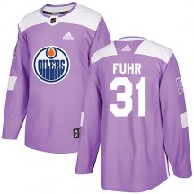 Men's Adidas Edmonton Oilers Grant Fuhr Purple Fights Cancer Practice Jersey - Authentic