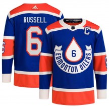 Men's Adidas Edmonton Oilers Kris Russell Royal 2023 Heritage Classic Primegreen Jersey - Authentic