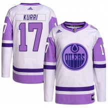 Youth Adidas Edmonton Oilers Jari Kurri White/Purple Hockey Fights Cancer Primegreen Jersey - Authentic
