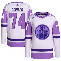 Youth Adidas Edmonton Oilers Stuart Skinner White/Purple Hockey Fights Cancer Primegreen Jersey - Authentic