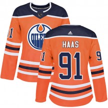 Women's Adidas Edmonton Oilers Gaetan Haas Orange r Home Jersey - Authentic