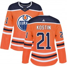 Women's Adidas Edmonton Oilers Klim Kostin Orange r Home Jersey - Authentic