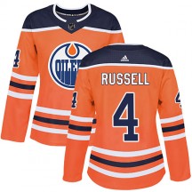 Women's Adidas Edmonton Oilers Kris Russell Orange r Home Jersey - Authentic