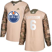 Men's Adidas Edmonton Oilers Adam Larsson Camo Veterans Day Practice Jersey - Authentic