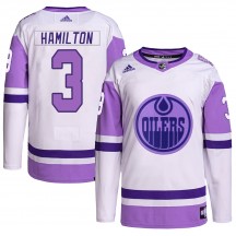 Men's Adidas Edmonton Oilers Al Hamilton White/Purple Hockey Fights Cancer Primegreen Jersey - Authentic