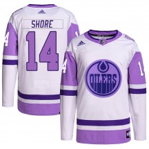 Men's Adidas Edmonton Oilers Devin Shore White/Purple Hockey Fights Cancer Primegreen Jersey - Authentic