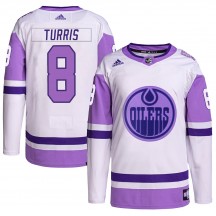 Men's Adidas Edmonton Oilers Kyle Turris White/Purple Hockey Fights Cancer Primegreen Jersey - Authentic