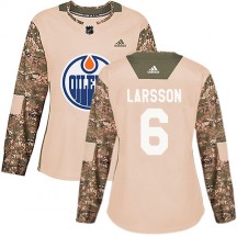 Women's Adidas Edmonton Oilers Adam Larsson Camo Veterans Day Practice Jersey - Authentic