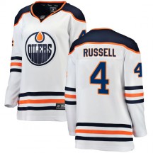 Women's Fanatics Branded Edmonton Oilers Kris Russell White Away Breakaway Jersey - Authentic