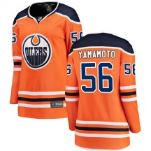 Women's Fanatics Branded Edmonton Oilers Kailer Yamamoto Orange r Home Breakaway Jersey - Authentic