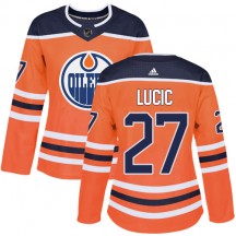 Women's Adidas Edmonton Oilers Milan Lucic Orange Home Jersey - Authentic