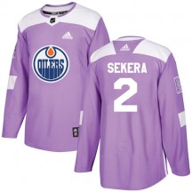 Men's Adidas Edmonton Oilers Andrej Sekera Purple Fights Cancer Practice Jersey - Authentic