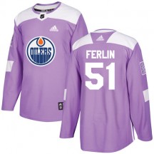 Youth Adidas Edmonton Oilers Brian Ferlin Purple Fights Cancer Practice Jersey - Authentic