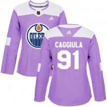 Women's Adidas Edmonton Oilers Drake Caggiula Purple Fights Cancer Practice Jersey - Authentic