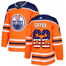 Men's Adidas Edmonton Oilers Eric Gryba Orange USA Flag Fashion Jersey - Authentic