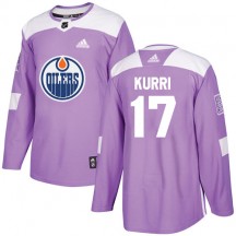 Men's Adidas Edmonton Oilers Jari Kurri Purple Fights Cancer Practice Jersey - Authentic