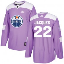 Men's Adidas Edmonton Oilers Jean-Francois Jacques Purple Fights Cancer Practice Jersey - Authentic