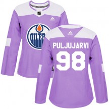 Women's Adidas Edmonton Oilers Jesse Puljujarvi Purple Fights Cancer Practice Jersey - Authentic