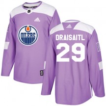 Men's Adidas Edmonton Oilers Leon Draisaitl Purple Fights Cancer Practice Jersey - Authentic