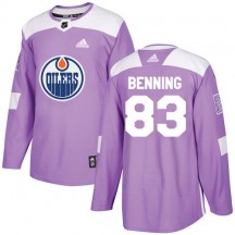 Men's Adidas Edmonton Oilers Matt Benning Purple Fights Cancer Practice Jersey - Authentic