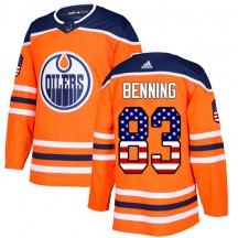 Youth Adidas Edmonton Oilers Matt Benning Orange USA Flag Fashion Jersey - Authentic