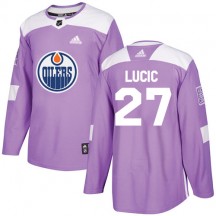 Youth Adidas Edmonton Oilers Milan Lucic Purple Fights Cancer Practice Jersey - Authentic
