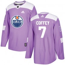 Men's Adidas Edmonton Oilers Paul Coffey Purple Fights Cancer Practice Jersey - Authentic