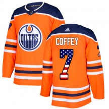 Men's Adidas Edmonton Oilers Paul Coffey Orange USA Flag Fashion Jersey - Authentic