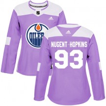Women's Adidas Edmonton Oilers Ryan Nugent-Hopkins Purple Fights Cancer Practice Jersey - Authentic
