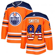 Men's Adidas Edmonton Oilers Ryan Smyth Orange USA Flag Fashion Jersey - Authentic