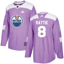 Men's Adidas Edmonton Oilers Ty Rattie Purple Fights Cancer Practice Jersey - Authentic