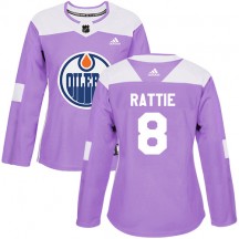 Women's Adidas Edmonton Oilers Ty Rattie Purple Fights Cancer Practice Jersey - Authentic